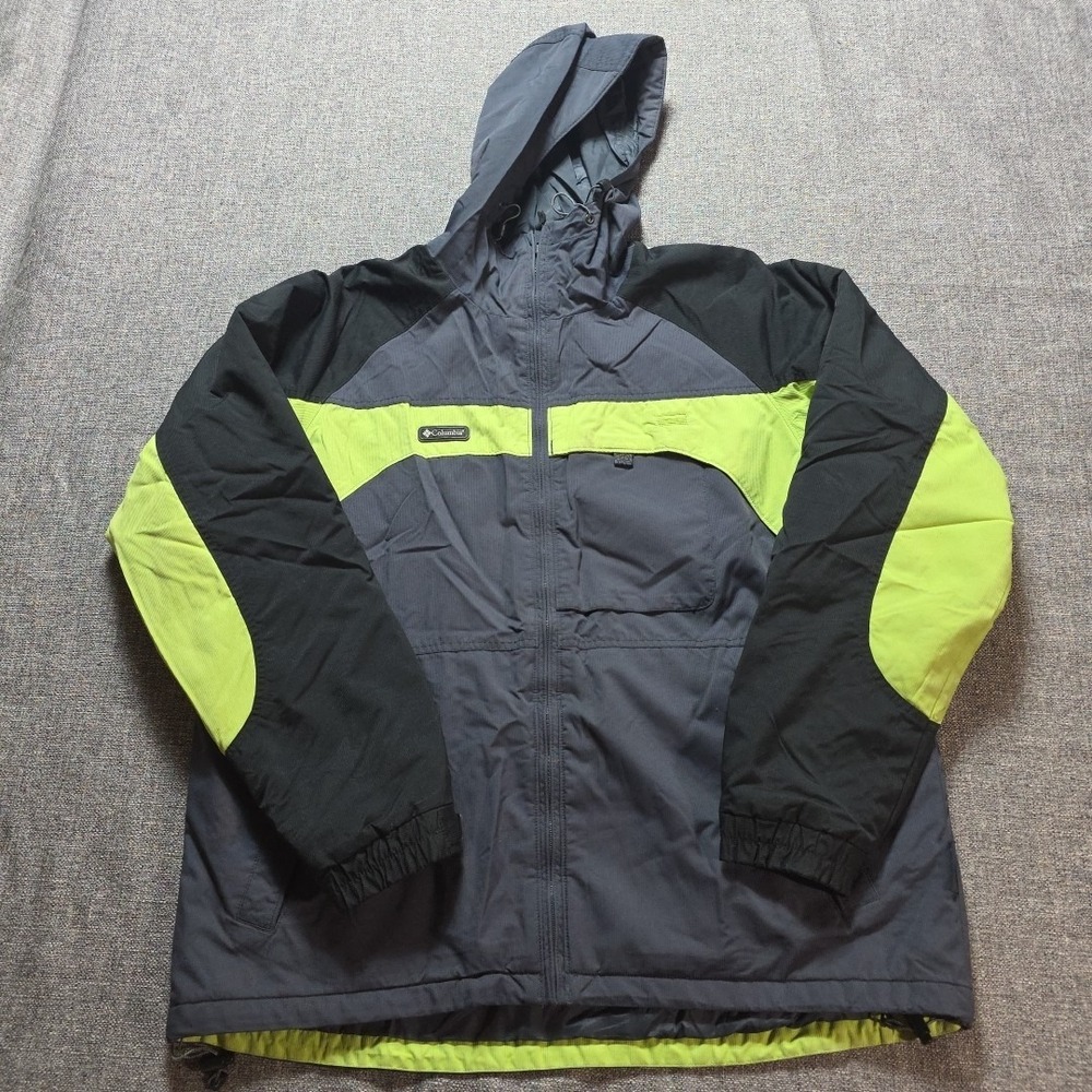 Columbia Jacket Coat Mens Gray Green Large Outerwear Sportswear Fleece Lined